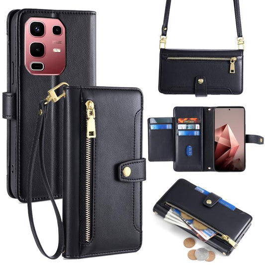 Sheep Texture Cross-body Zipper Wallet Leather Phone Case