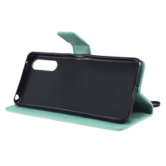 Tree & Cat Embossed Pattern Horizontal Flip Leather Case with Holder & Card Slots & Wallet & Lanyard, For Sony Xperia 10 II