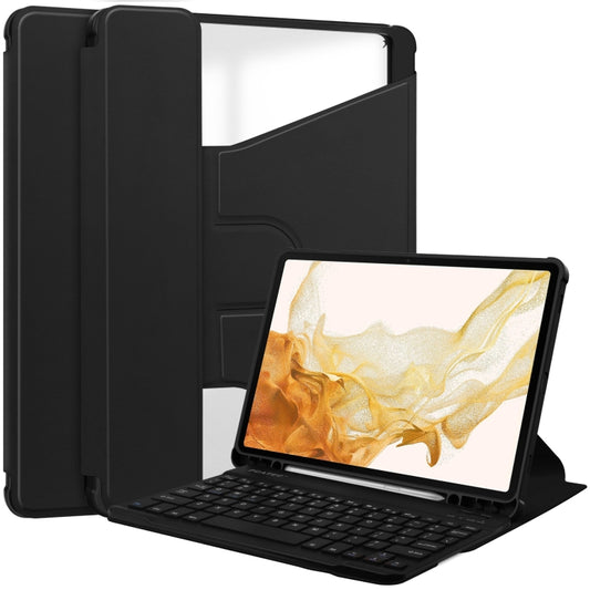 360 Rotation Transparent Smart Leather Case with Keyboard, For Samsung Galaxy Tab S9+