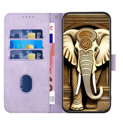 YX0060 Elephant Head Embossed Phone Leather Case with Lanyard