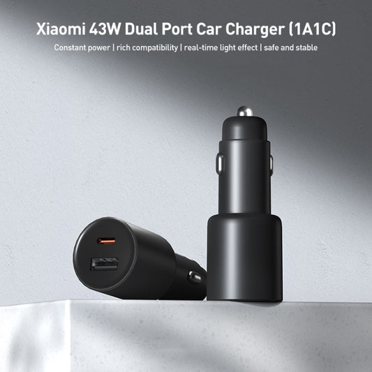 Original Xiaomi 43W Dual Ports USB + USB-C / Type-C Car Charger 1A1C, 43W
