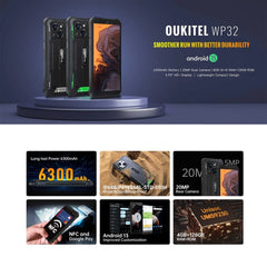 Oukitel WP32, IP68/IP69K, 5.93 inch Android 13 Unisoc Tiger T606 Octa-core, NFC, OTG, Network: 4G