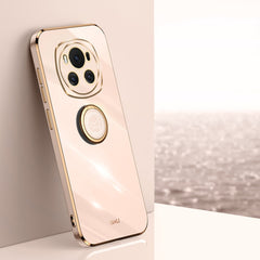 XINLI Straight 6D Plating Gold Edge TPU Shockproof Case with Ring Holder, For Honor Magic6 5G