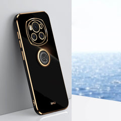 XINLI Straight 6D Plating Gold Edge TPU Shockproof Case with Ring Holder, For Honor Magic6 5G