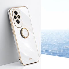 XINLI Straight 6D Plating Gold Edge TPU Shockproof Case with Ring Holder, For Honor Play 60 Plus, For Honor X6b, For Honor 200
