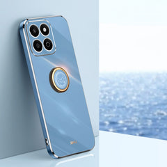 XINLI Straight 6D Plating Gold Edge TPU Shockproof Case with Ring Holder, For Honor Play 60 Plus, For Honor X6b, For Honor 200