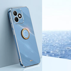 XINLI Straight 6D Plating Gold Edge TPU Shockproof Case with Ring Holder, For Honor X60, For Honor Play9T 5G, For Honor X60i