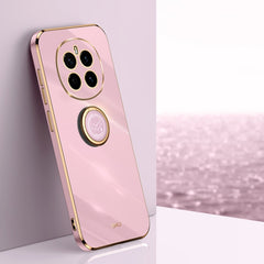 XINLI Straight 6D Plating Gold Edge TPU Shockproof Case with Ring Holder, For Honor Magic7 Pro, For Honor Magic7, For Honor X60 Pro