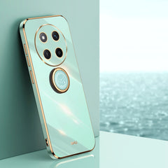 XINLI Straight 6D Plating Gold Edge TPU Shockproof Case with Ring Holder, For Honor Magic7 Pro, For Honor Magic7, For Honor X60 Pro
