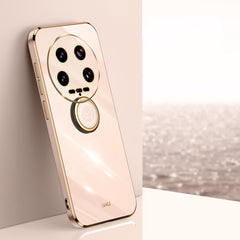 XINLI Straight Edge 6D Electroplate TPU Phone Case with Ring Holder