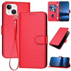 YX0070 Carbon Fiber Buckle Leather Phone Case with Lanyard
