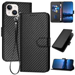 YX0070 Carbon Fiber Buckle Leather Phone Case with Lanyard