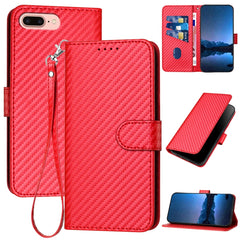 YX0070 Carbon Fiber Buckle Leather Phone Case with Lanyard