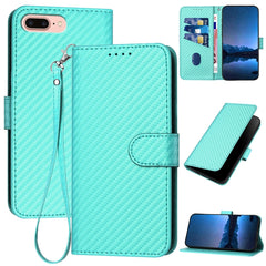 YX0070 Carbon Fiber Buckle Leather Phone Case with Lanyard