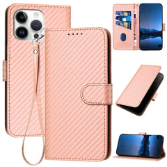 YX0070 Carbon Fiber Buckle Leather Phone Case with Lanyard