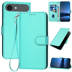 YX0070 Carbon Fiber Buckle Leather Phone Case with Lanyard