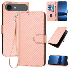 YX0070 Carbon Fiber Buckle Leather Phone Case with Lanyard