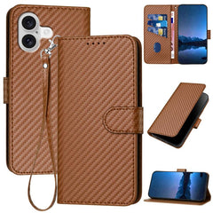 YX0070 Carbon Fiber Buckle Leather Phone Case with Lanyard