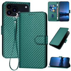 YX0070 Carbon Fiber Buckle Leather Phone Case with Lanyard