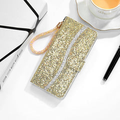 Glitter Powder Horizontal Flip Leather Case with Card Slots & Holder & Lanyard, For iPhone 12 / 12 Pro, For iPhone 12 Pro Max