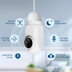 1080P Bulb Type WiFi Surveillance Camera Support Night Vision & Two-way Intercom & Motion Detection