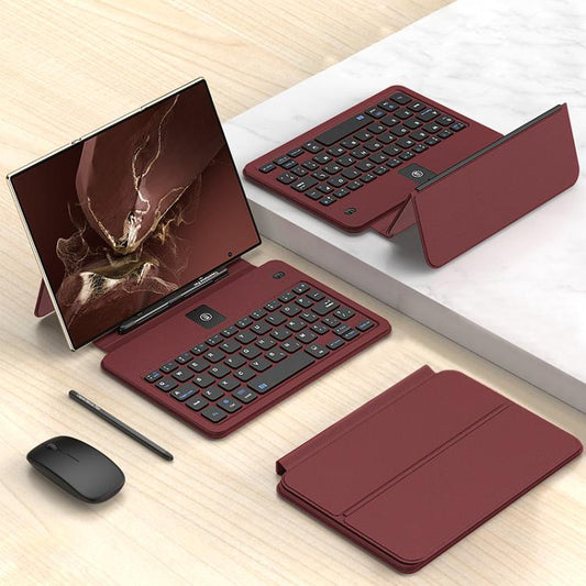 GKK Integrated Full Coverage Bluetooth Keyboard Leather Case Set with Pen and Mouse