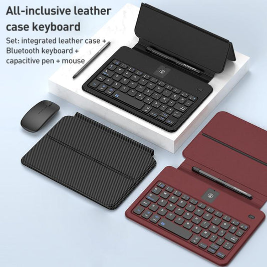 GKK Integrated Full Coverage Bluetooth Keyboard Leather Case Set with Pen and Mouse