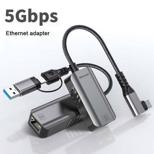USB -C / Type-C Elbow to RJ45 Aluminum Alloy Shell Ethernet HUB Adapter