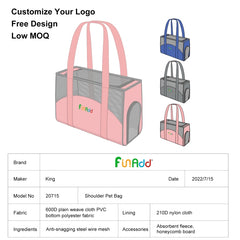 FUNADD Portable Breathable Pet Bag Outdoor Shoulder Tote Bag