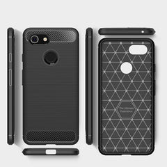 Brushed Texture Carbon Fiber Shockproof TPU Case for Google Pixel 3, For Google Pixel 3