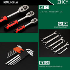 108 In 1 Multi-function Car Repair Combination Toolbox Ratchet Wrench Set