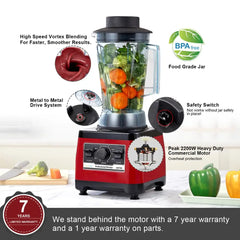 BioloMix【7 Years Warranty】BPA Free Heavy Duty Commercial Grade Blender Professional Mixer Juicer Ice Smoothies Peak 2200W