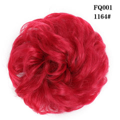 LUPU Synthetic Hair Bun Messy Scrunchies With Elastic Band Natural Fake Hair Tie Pieces Ponytail Colored Black Purple Pink Green
