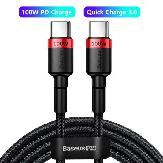 Baseus 100W USB C To USB Type C Cable PD Fast Charging Charger Cord 5A USB-C USBC TypeC Cable 2m For MacBook Samsung Xiaomi POCO
