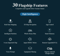 Robot Vacuum Cleaner G20S, 6000Pa Suction,Remote Upgrade, 2 in1 Wet Dry Mop, Wifi App, Smart Vaccum Auto Floor Washing for Home,