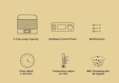 BioloMix BPA FREE 5 Trays Food Dryer Dehydrator with Digital Timer and Temperature Control for Fruit Vegetable Meat Beef Jerky