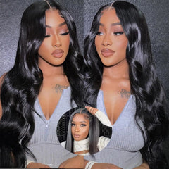 Ready to Ship 100% Natural Human Hair Wigs Wear and Go Long Glueless Human Hair Wigs Lace Front Closure 6x4 Wig for Black Woman