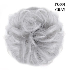 LUPU Synthetic Hair Bun Messy Scrunchies With Elastic Band Natural Fake Hair Tie Pieces Ponytail Colored Black Purple Pink Green