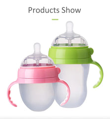 BPA Free Wide-Mouth Silicone Baby Feeding Bottle Small Size Hands-Free Popular Design with Holder for Convenient Milk Feeding