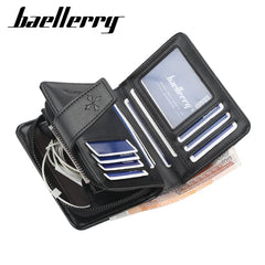 New Business Men Wallets Zipper Card Holder High Quality Male Purse New PU Leather Vintage Coin Holder Men Wallets
