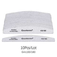 10pcs/Lot Professional Wooden Nail Files 180/240 Buffer 100/180 Grey Boat Wood Sandpaper Block Gel Polisher Sanding Nail Files