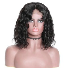 10-16 Inch Water Wave Curly Short Bob Style 13x4 4x4 Frontal Lace Hair Wig Natural Real Brazilian Human Hair Women's Wig