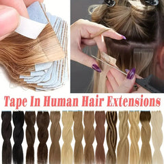 18P613# Tape Ins Extensions Raw Hair 50g Russian Virgin Remy 100% Human Hair Extensions Wholesaler Price Tape Hair Extension