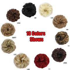 LUPU Synthetic Hair Bun Messy Scrunchies With Elastic Band Natural Fake Hair Tie Pieces Ponytail Colored Black Purple Pink Green