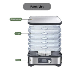BioloMix BPA FREE 5 Trays Food Dryer Dehydrator with Digital Timer and Temperature Control for Fruit Vegetable Meat Beef Jerky
