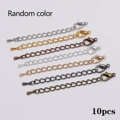 10pcs/lot 50 70mm Tone Extended Extension Tail Chain Lobster Clasps Connector For DIY Bracelet Necklace Jewelry Making Findings
