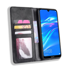 Magnetic Buckle Retro Texture Horizontal Flip Leather Case for Huawei Y7 (2019) / Y7 Prime (2019), with Holder & Card Slots & Wallet, For Huawei Y7 (2019)