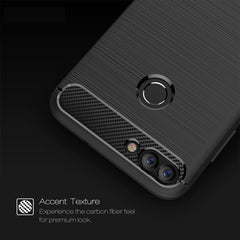 For Huawei  P smart / Enjoy 7S Brushed Texture Carbon Fiber Shockproof TPU Protective Back Case, For Huawei P smart / Enjoy 7S