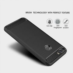 For Huawei  P smart / Enjoy 7S Brushed Texture Carbon Fiber Shockproof TPU Protective Back Case, For Huawei P smart / Enjoy 7S