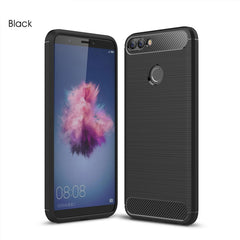 For Huawei  P smart / Enjoy 7S Brushed Texture Carbon Fiber Shockproof TPU Protective Back Case, For Huawei P smart / Enjoy 7S